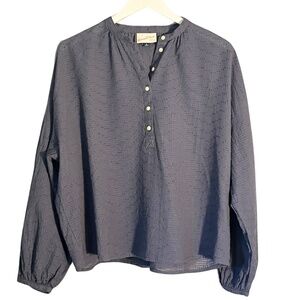 Universal Thread Women's Long-Sleeve Poet Blouse  Blue/Grey | 100% Cotton